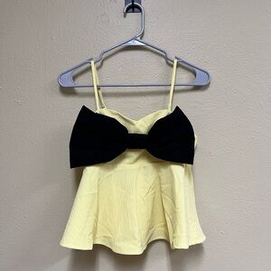 Yellow Top with Black Bow